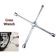 18 Inch Cross Wrench Heavy Duty Lug Nut Wrench Spanar Carbon Steel Socket Spanner Universal 17mm, 19