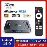 Kotak TV Pintar X96q Pro Plus Android 14 Allwinner H728 8k@24fps 1000m Ethernet Wifi 6 Bt 4g 32g 64g