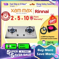 Rinnai Gas Hob - RB712NS Built-In / Free-Standing Gas Hob 2 Burner | RB-712N-S Stainless Steel | Flexi Cut-Out Size | Rinnai Gas Stove | Cooker Hob | Tungku Dapur