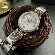 COACH手錶,編號CH00268,28mm銀圓形精鋼錶殼,銀色簡約, 中三針顯示錶面,銀色精鋼錶帶款,頂級時尚!