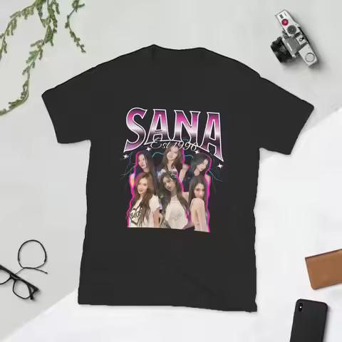 Kpop T-Twice Sana 90s Men T Shirt Awesome Tees Short Sleeve Crewneck T-Shirt Pure Cotton Plus Size T