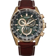 Citizen Eco-Drive Chronograph Brown Leather Strap Watch CB5919-00X Green