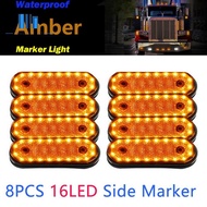 8PCS Amber Markerings Light Side Marker 20LED 24V Trusk Lamp Pickup Truck Side Marker Lights for Truck