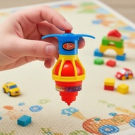 Pressure-activated LED spinning top, perfect for children's party favors  Gasing LED Diaktifkan Teka