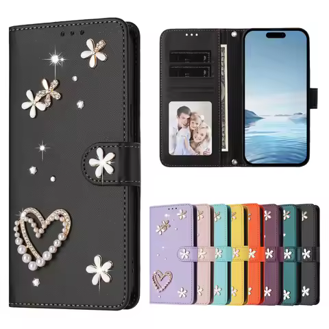 Diamond Jewelled Phone Case For Doogee Note 60 Pro 59 58 56X 56 N60 N55 Plus Luxury Leather 3 Cards