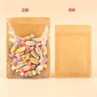 Kraft Paper Window Stand Up Zipper Bags, 0.2mm Thick, One Side Clear Window Resealable Pouches for D