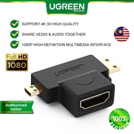 UGREEN 2 in 1 Mini HDMI and Micro HDMI Male to HDMI Female Adapter 1080P High Definition Multimedia Interface GoPro