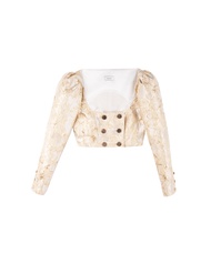 Kloset Design Black Jacquard Crop Top (AW24-T003-F) เสื้อเบลเซอร์ครอป ผ้าแจ็คการ์ด