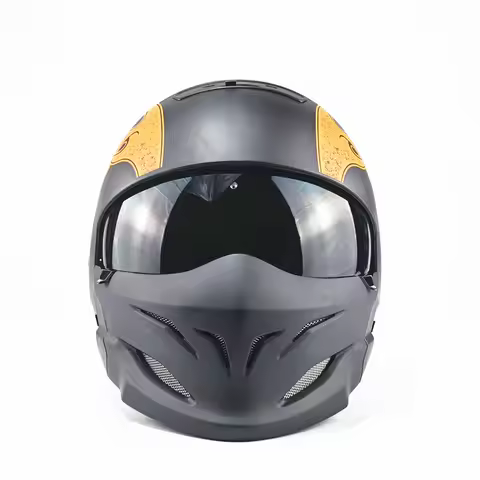 Motorcycle Helmets Retro 2-piece Open-face Modular Predator Helmet Sports A Removable Mask Black Sco