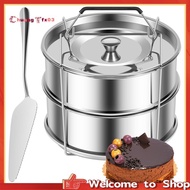 【Chuangtfx03】2-Tiers Stainless Steel Steamer 2.4 Quarts Capacity with Lid Stackable Flan Pan Mold No