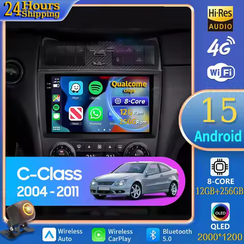 For Mercedes Benz C-Class C Class W203 W209 C180 C200 CL203 C209 A209 2004 - 2011 Android 15 Car Rad