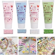 4 Colors (50ml Each) Cream Glue for DIY Crafts, 4 Pcs Decoden Cream DIY Phone Case Kit with 4 Plasti