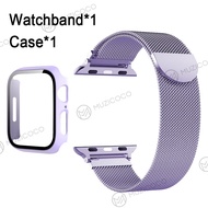 Strap +Case for iWatch band 41mm 45mm 44mm 40mm 38mm 42mm Milanese Loop iWatch Series 7 Starlight Stainless Steel Strap with Case