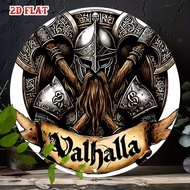 Viking Helmet & Axes Metal Wall Art - Rustic Norse Valhalla Aluminum Sign, Perfect for Home, Bar, Ca