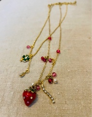 Anna Sui 頸鏈 twin set, (有原裝盒和紙袋) Anna Sui strawberry necklace