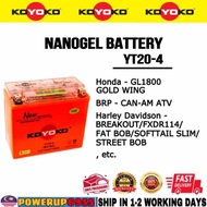 YT20-4 BX18A YTX20L KOYOKO NANOGEL BATTERY BATERI GEL GL1800 HARLEY DAVIDSON FAT STREET BOB FXDR114 