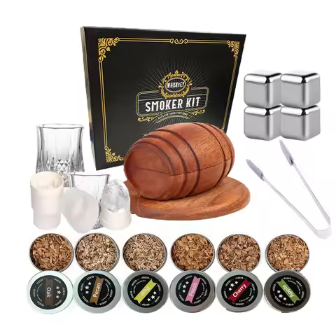 Wine Barrel Cocktail Smoker Kit Whiskey Wooden Smoked Wood Hood Smoker Bourbon Whiskey Old Fashioned