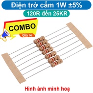 (50 pieces) Plug-in resistor 1W 4 color rings ±5% - value 120R to 25KR