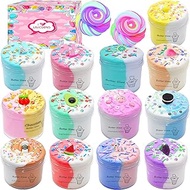 Unicorn Colorfull Butter Slime Kit,13 Pack Slime Party Favors,DIY Slime Toys for Kids,Soft & Non-Sti