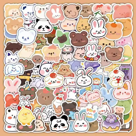 100pcs Cute Bear Stickers Vinyl Waterproof Stickers for Loptop Water Bottles Skateboard Decals