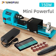 Mini Wood Lathe Machine 150W Wood Turning Machine Beading Machine for Jewelry Making DIY Woodworking Buddha Pearl Lathe