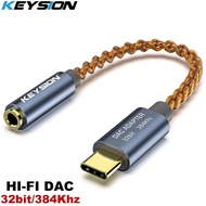 KEYSION HIFI DAC earphone Amplifier USB Type C to 3.5mm Headphone Jack audio adapter 32bit 384kHz Di