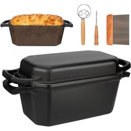 Pre-Seasoned Cast Iron Dutch Oven for Bread Baking with Skillet Lid | 3.6QT Oval Dutch Oven, Bread O