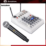 BUR_ Console Mixer Integrated Live Sound Audio Soundcard DJ Mixing Console with UHF Wireless Microphone for Karaoke