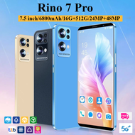 โทรศัพท์มือถือ 0PPQ Rino7 Pro 5G สมาร์ทโฟน 512GB โทรศัพท์มือถือรองรับแอพธนาคาร ไลน์ ยูทูป 48MP Quad Camera สมาร์ทโฟน Android【COD】