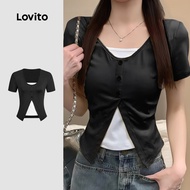 B172-JAN26-B-Fake Two-Piece Button Knit T-Shirt-TSB172PBD1404