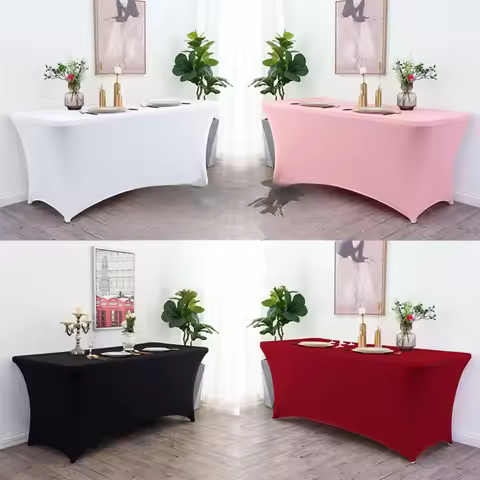 4FT 6FT Stretch Table Cover Elastic Stretchable Rectangular Folding Tablecloths for Home Parties Out
