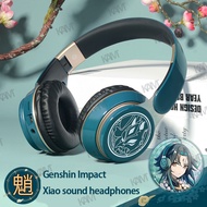 Kam Genshin Impact Headset Xiao Cosplay Game Props Portable Wireless Bluetooth Stereo Foldable Headset Sports Game Headset with Microphone Computer Headset Headset