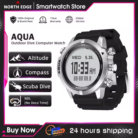 NORTH EDGE Mens Digital Watch Professional Dive Computer Watch Scuba Diving NDL (No Deco Time) 50M A