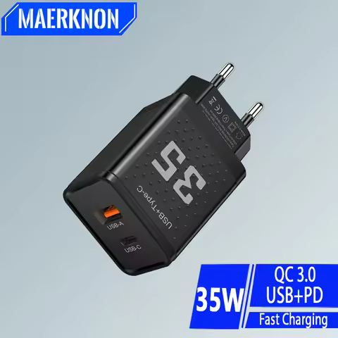 35W USB PD Phone Charger 2 Ports PD Fast Charging Adapter QC3.0 For Xiaomi iPhone15 14 Samsung Huawe