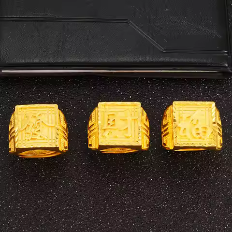 24K Gold AU999 Fa Fu Cai Open Ring Ethnic Style Men -Premium pure gold, exquisite ethnic patterns, s