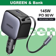 UGREEN 60W/90W/145W Car Charger With USB C Cable USB-C Retractable Fast Charge Car Charger