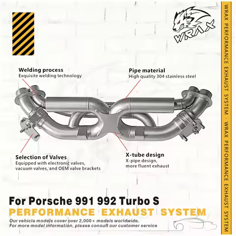 for Porsche 991 992 Turbo S Exhaust Sport Catback Valve Control SS304 X-Tube Racing Performance Aggr