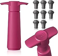 Vacu Vin Wine Saver Pump Pink with Vacuum Wine Stopper - Keep Your Wine Fresh for up to 10 Days - 1 Pump 8 Stoppers - Reusable - Made in the Netherlands