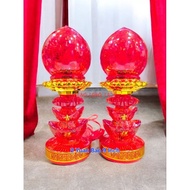 Crystal LED Altar Lamp 2 Yuan Bao Shiento Xian Tao Peach 9 Inch