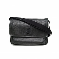 SAINT LAURENT 黑色羊皮銀扣Niki大號郵差包