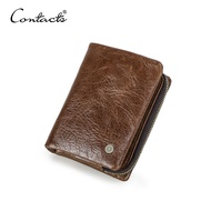 Genuine Leather Short Wallet Men RFID Bifold Wallet With Card Holder Zipper Male Coin Purse