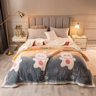 複合加厚羊羔絨雙層毛毯被子(彩虹兔)【下單後請聯絡客服確認發貨尺碼】