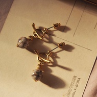 造型OT釦 可拆天然石多戴法耳環-G款菊花石