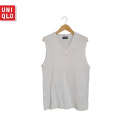 Uni White V-neck Knit Vest - BW (CODE: B133- 06)