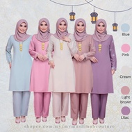 Set Suit Jubah Palazzo Bersulam Baju Umrah Seluar Berpoket Nursing Friendly Plus Size S M L XL 2XL 3