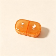 2 Compartments AM/PM Pill BoxPortable Sealed Pill OrganizerMoisture-Proof Daily Medicine Storage Cas