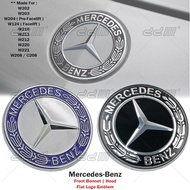 Front Flat Logo Emblem Mercedes Benz W202 W203 W204 W205 W124 W208 W210 W211 W212 W213 W220 W221 57MM (Blue/Black)