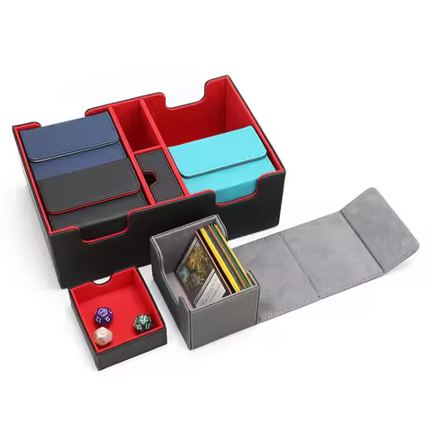 Leather Deck Storage Box for Magic/YuGiOh TCG Card Storage Trading Deck Box Commander MTG Card Carry