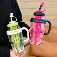 Beverage Bottle, Capacity 1300ml, Transparent, with Straw and Handle, Tumbler