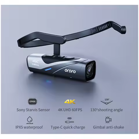 Mini Body Vlog Camera Head Wearable ORDRO EP8 4K 60FPS Digital Video Camcorder 2-Axis Gimbal Stabili